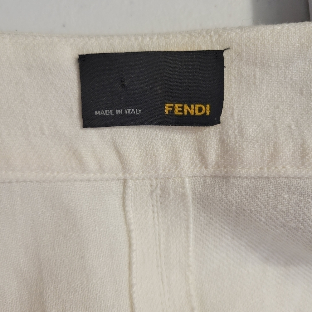 Fendi White Linen Cutout Detail Watercolor Embroidered Dress - Picture 6 of 10